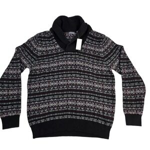 Vintage Van Heusen Sweater Size M Holiday Geometric Design Knit Men's New